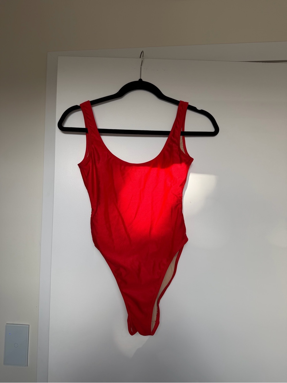 Red Scoop Neck One-Piece Swimsuit baywatch